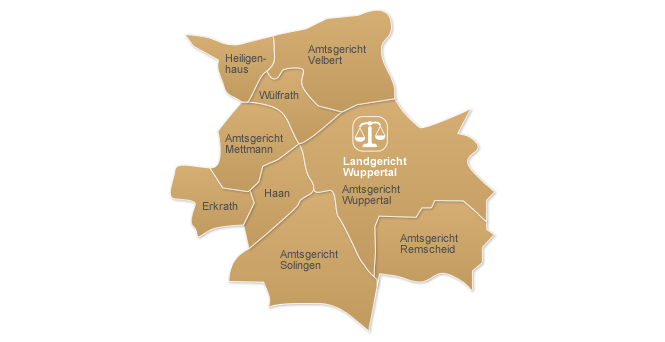 Übersichtskarte Landgerichtsbezirk Wuppertal Übersichtskarte Landgerichtsbezirk Wuppertal
